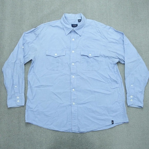 Izod Jeans Button Up Shirt Men's Size XL Blue Long Sleeve Collared 100% Cotton - Picture 1 of 11